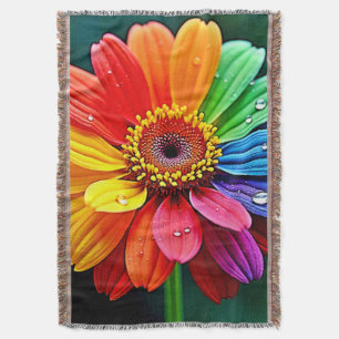Cobertor Arte de Flor Pétala Arco-Íris