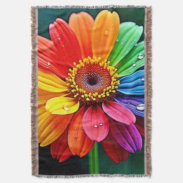 Cobertor Arte de Flor Pétala Arco-Íris (Frente Vertical)