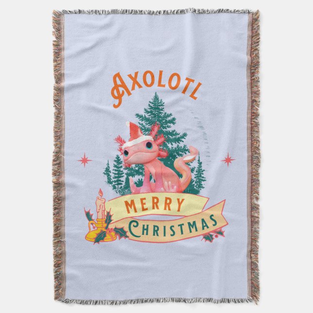 Cobertor Arte de Natal Alegre Axolote Fofo (Frente Vertical)