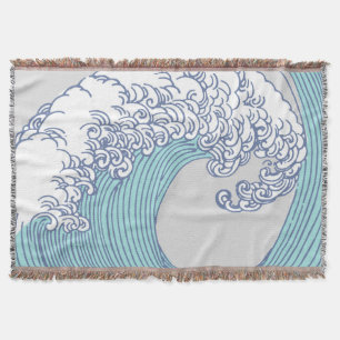Cobertor Arte de onda de surf Ukiyo-e japonesa vintage da c