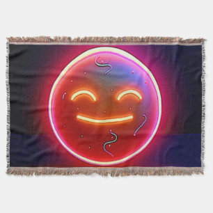 Cobertor Arte de Rosto Feliz com Brilho de Neon