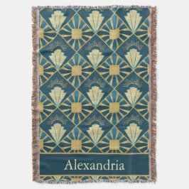 Cobertor Arte Deco Personalizada Azul Turquesa & Geométrico