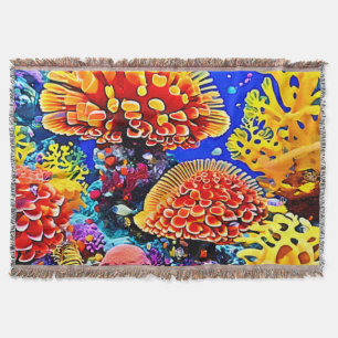 Cobertor Arte Deslumbrante de Recife de Coral Vibrante