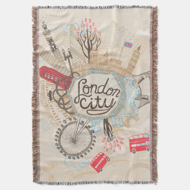 Cobertor Arte do Doodle da cidade de Londres (Frente Vertical)