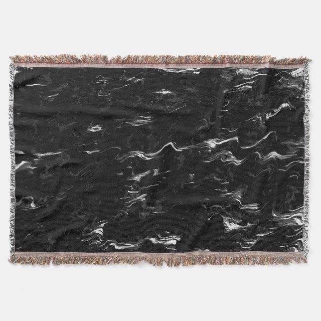 Cobertor Arte em Mármore Preto e Branco  (Frente)