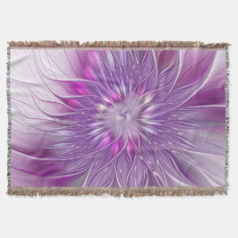 Cobertor Arte Fractal Abstrata Flor Paixão Rosa Roxo