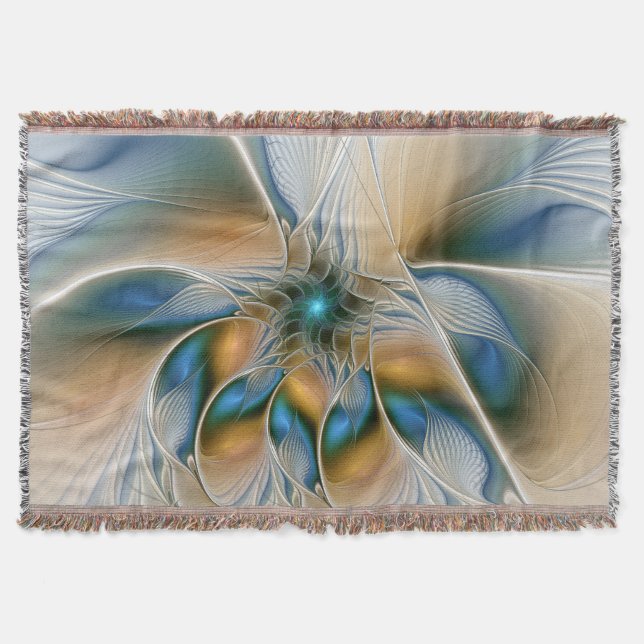 Cobertor Arte fractal de fantasia abstrata ascendente com a (Frente)
