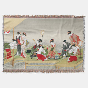 Cobertor Arte Japonesa Antiga Gravura Utagawa Toyohiro