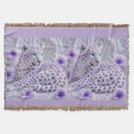 Cobertor Arte Majestosa de Leopardo Revestido de Joias Roxa
