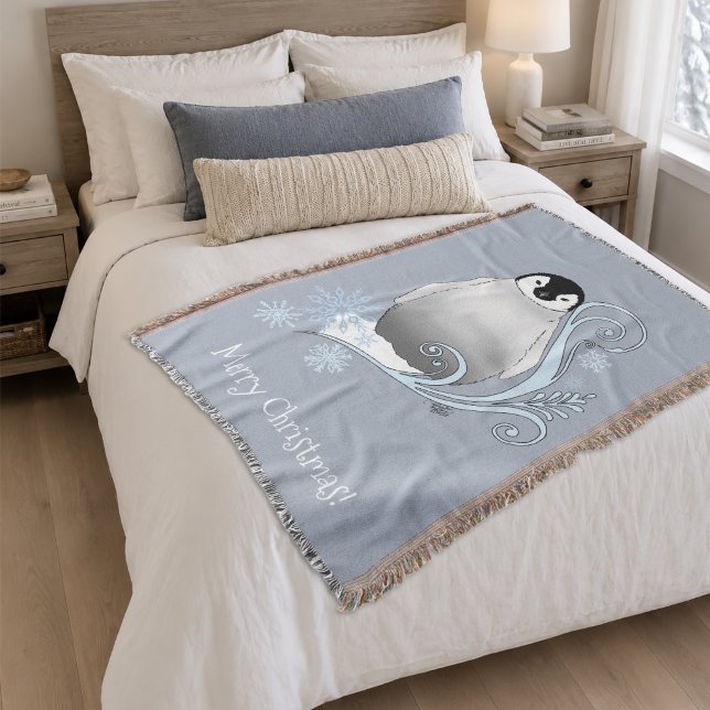 Cobertor Arte Nova de Pinguim de Inverno Caprichoso Flocos  (Criador carregado)