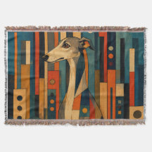 Arte Popular Colorida do Saluki Padrão Geométrico