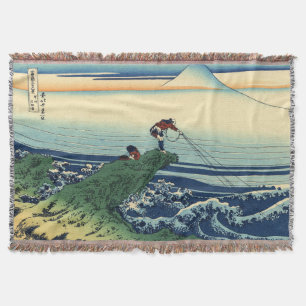 Cobertor Arte Vintage de Hokusai - Pescador Kajikazawa