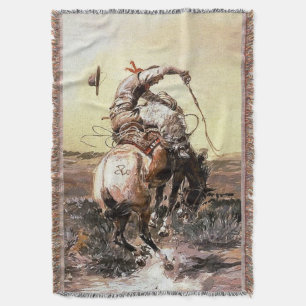 Cobertor Arte Western “Slick Rider” por Charles M Russell