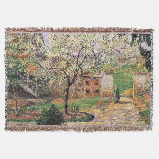 Cobertor Árvore de ameixa de flores, Eragny Camille Pissarr (Frente)