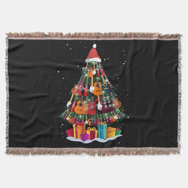 Cobertor Árvore de Natal de Guitarra Divertida  (Frente)