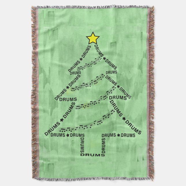 Cobertor Árvore de Natal de Texto de Tambores (Frente Vertical)