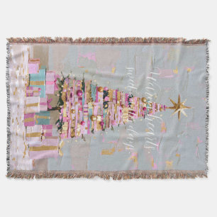 Cobertor Árvore de Natal Rosa e Dourada Impasto