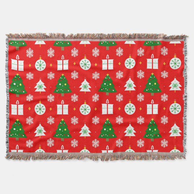 Cobertor ❄️ Árvores de Natal & Flocos de Neve 🎄 Inverno Fe (Frente)