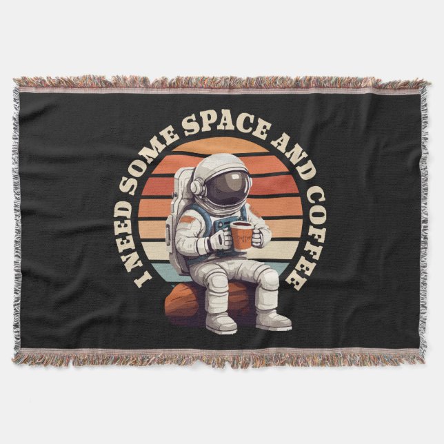 Cobertor Astronauta Bebendo Café (Frente)