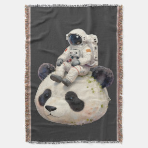 Cobertor Astronauta em um Panda Espacial Surreal Esquisito 