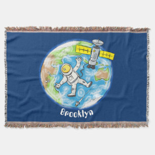 Cobertor Astronauta engraçado no espaço e na banda desenhad