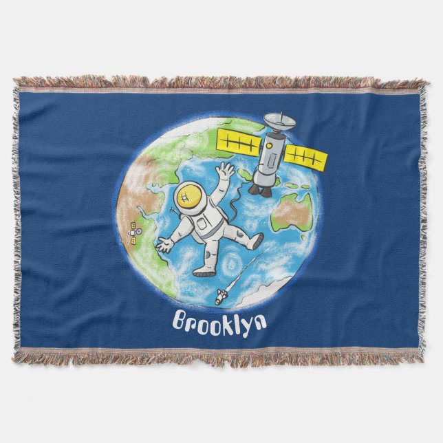 Cobertor Astronauta engraçado no espaço e na banda desenhad (Frente)