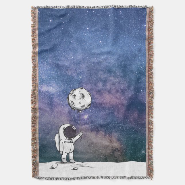 Cobertor Astronauta no espaço com balão da lua cosmos estre (Frente Vertical)