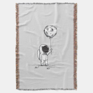 Cobertor Astronauta no espaço com balão da lua cosmos estre