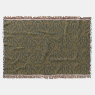 Cobertor Audsley Vintage Gold Lírio Crown Green Damask Arte