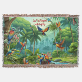 Cobertor Aves tropicais coloridas entre planos vibrantes e 