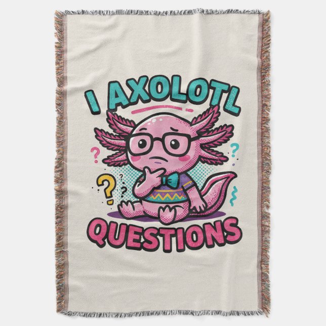Cobertor Axolote Nerd Cute Eu Axolote Perguntas Marcas Meme (Frente Vertical)