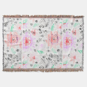 Cobertor Azteca floral pastel colorido fofo