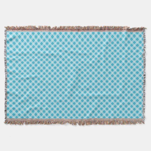 Cobertor azul e branco com padrão de diamantes (Frente)