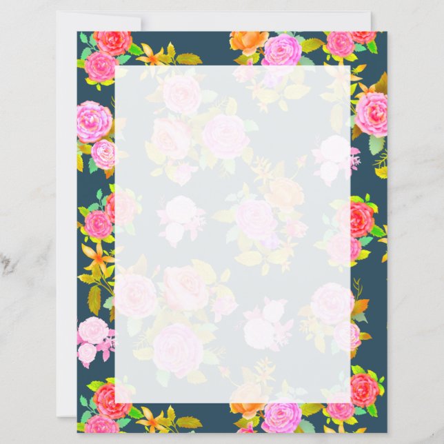 Cobertor Azul Marinho Vintage Rose Shabby (Frente)