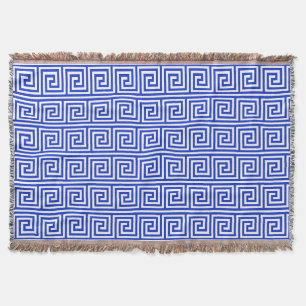 Cobertor Azul-padrão dos quadrados-chave gregos