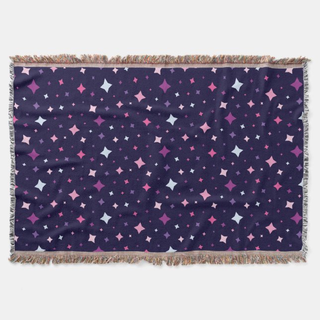Cobertor Azul Rosa Estrelas Roxas Espaço Cósmico Céu Noturn (Frente)