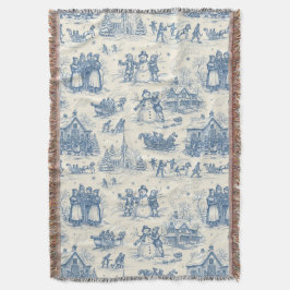 Cobertor Azul Toile Chinoiserie de Inverno