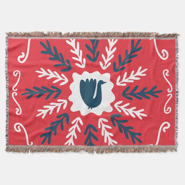 Cobertor Azulejo de Natal Folk Doodle Art (Frente)