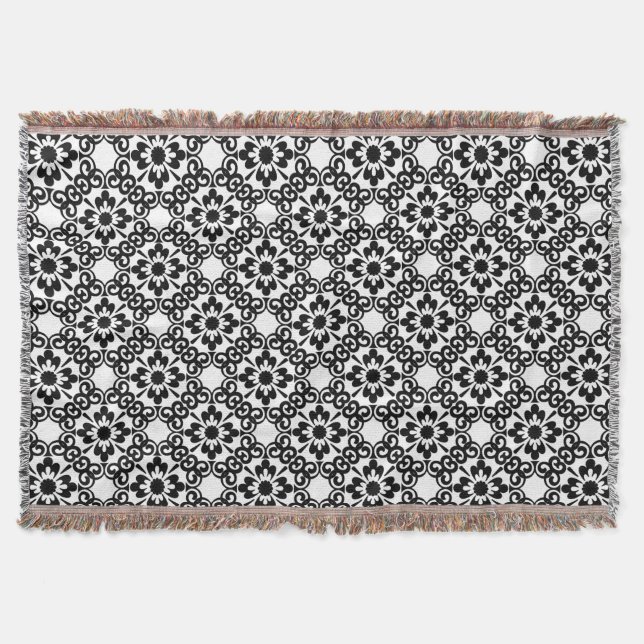 COBERTOR AZULEJO PRETO E BRANCO MODERNO (Frente)