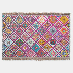 Cobertor Azulejos da Bohemian Mandala em Marrocos
