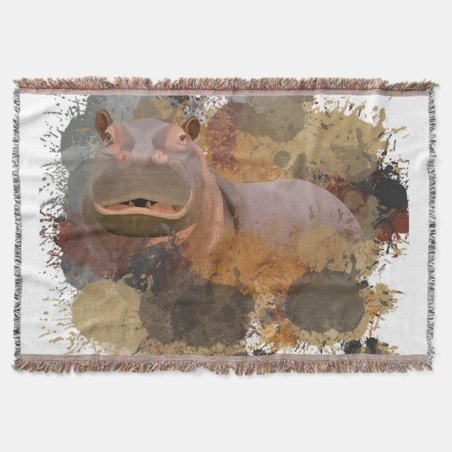 Cobertor Baby Hippo Abstrato Paint Splatter Willife (Frente)
