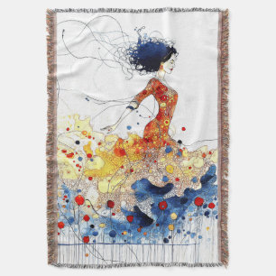 Cobertor Bailarina de Flamenco em Movimento Multicolorido F
