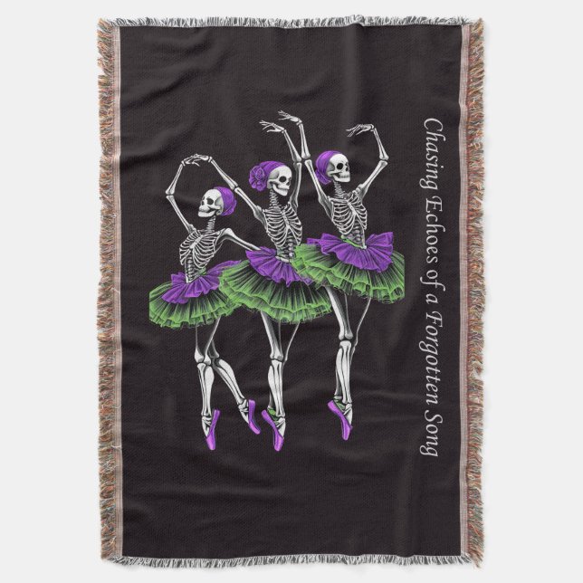 Cobertor Bailarina Esqueleto Verde Roxo Perseguindo Ecos (Frente Vertical)