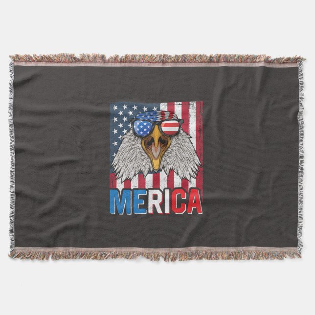 Cobertor Bald Eagle Merica 4 de julho (Frente)