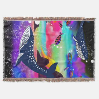 Cobertor Baleias do Oceano Sonho - Vida Marinha Colorida