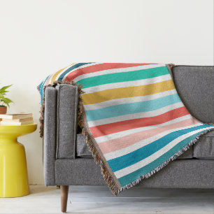 Cobertor Bandas Verticais Multicolores do Verão Moderno