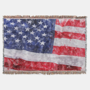 Cobertor Bandeira abstrato americana, Estilo Watercolor.