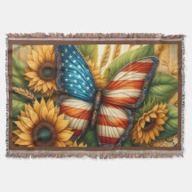 Bandeira Americana Patriótica Borboleta e Girassói