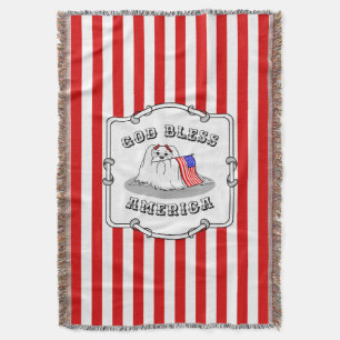 Cobertor Bandeira Americana Patriótica USA Cão Maltês - Cac
