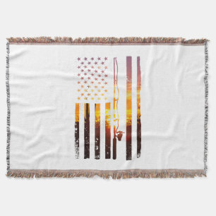 Cobertor Bandeira Americana Peixe Pescador Pescador Engraça